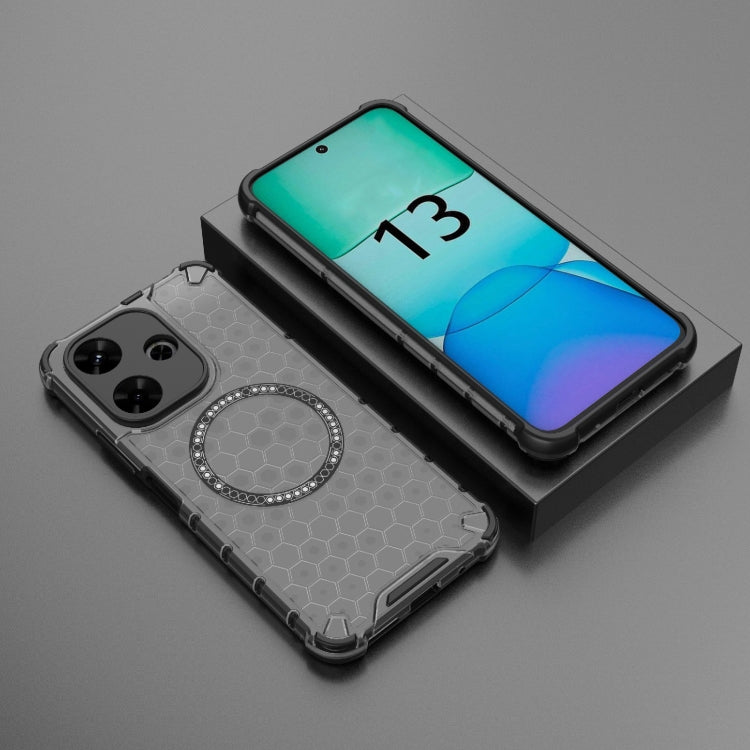 For Redmi 13 4G Global Honeycomb Magnetic Ring Shockproof Phone Case