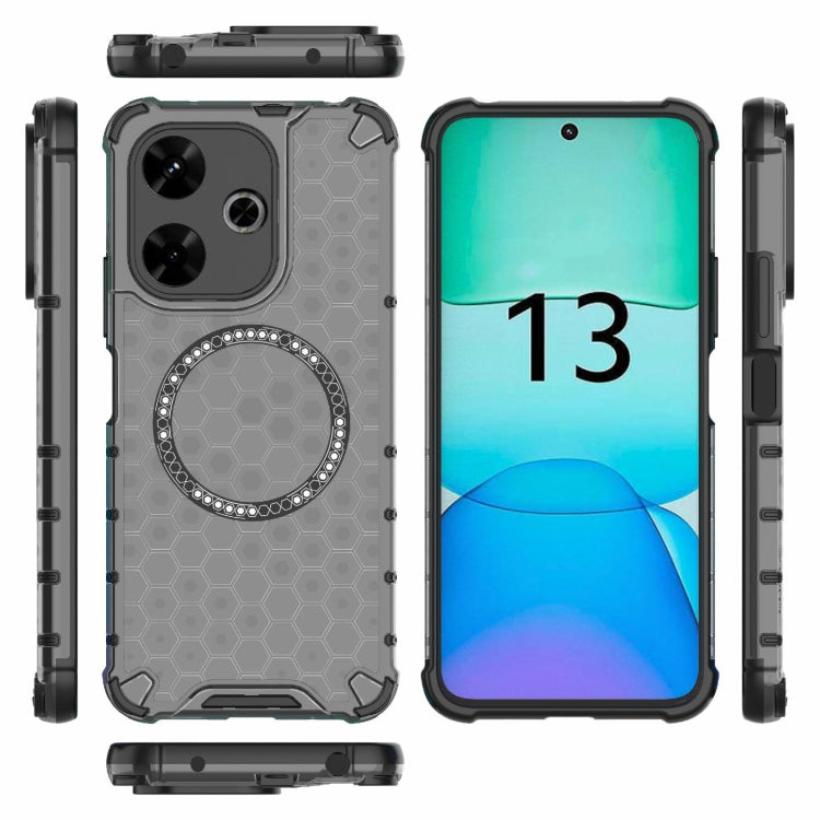 For Redmi 13 4G Global Honeycomb Magnetic Ring Shockproof Phone Case
