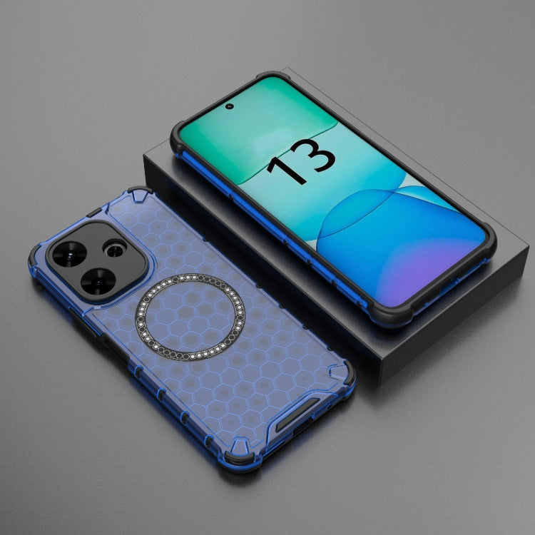 For Redmi 13 4G Global Honeycomb Magnetic Ring Shockproof Phone Case