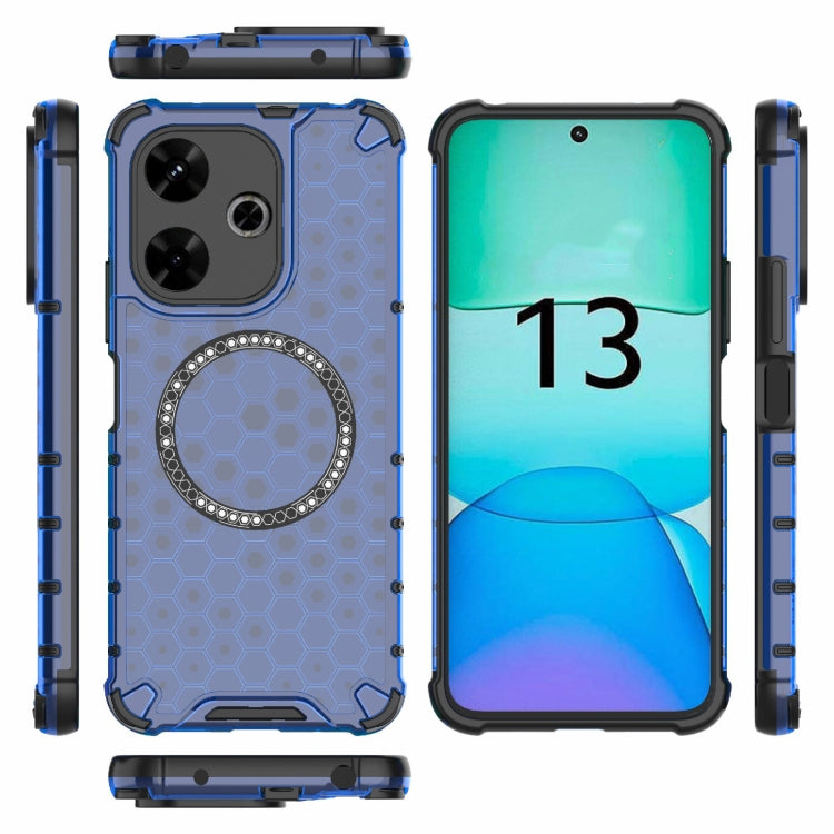 For Redmi 13 4G Global Honeycomb Magnetic Ring Shockproof Phone Case