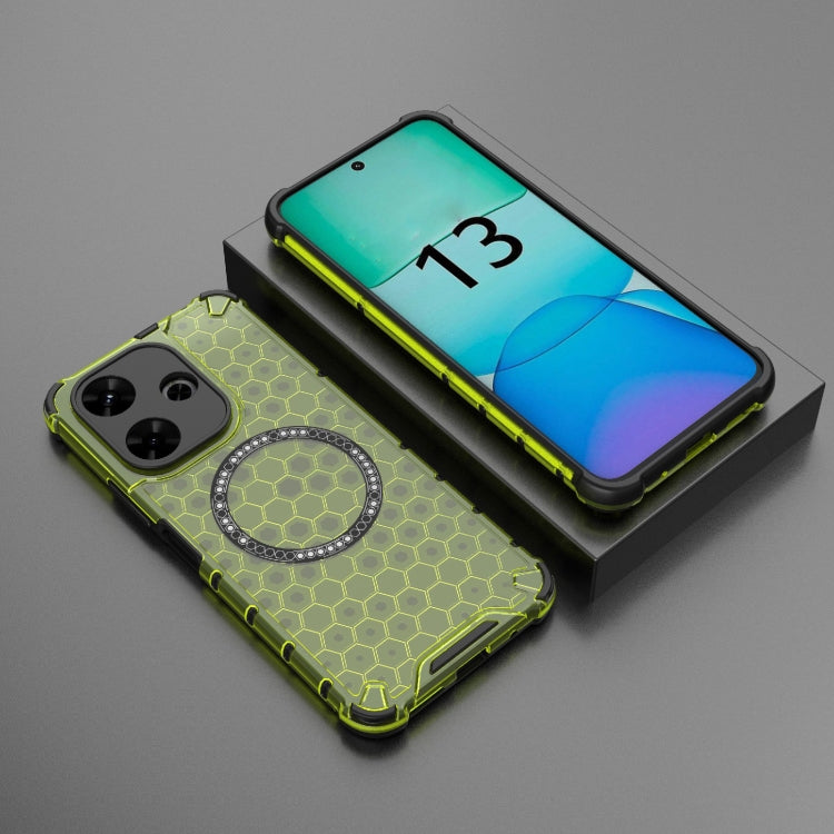 For Redmi 13 4G Global Honeycomb Magnetic Ring Shockproof Phone Case