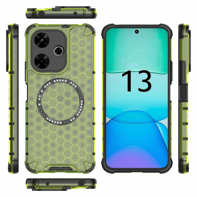 For Redmi 13 4G Global Honeycomb Magnetic Ring Shockproof Phone Case