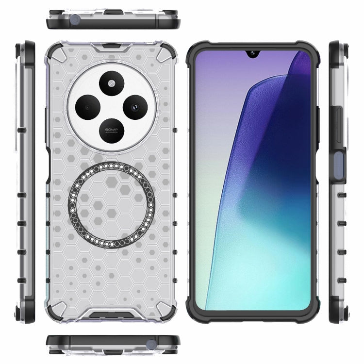 For Redmi 14C 4G Global Honeycomb Magnetic Ring Shockproof Phone Case