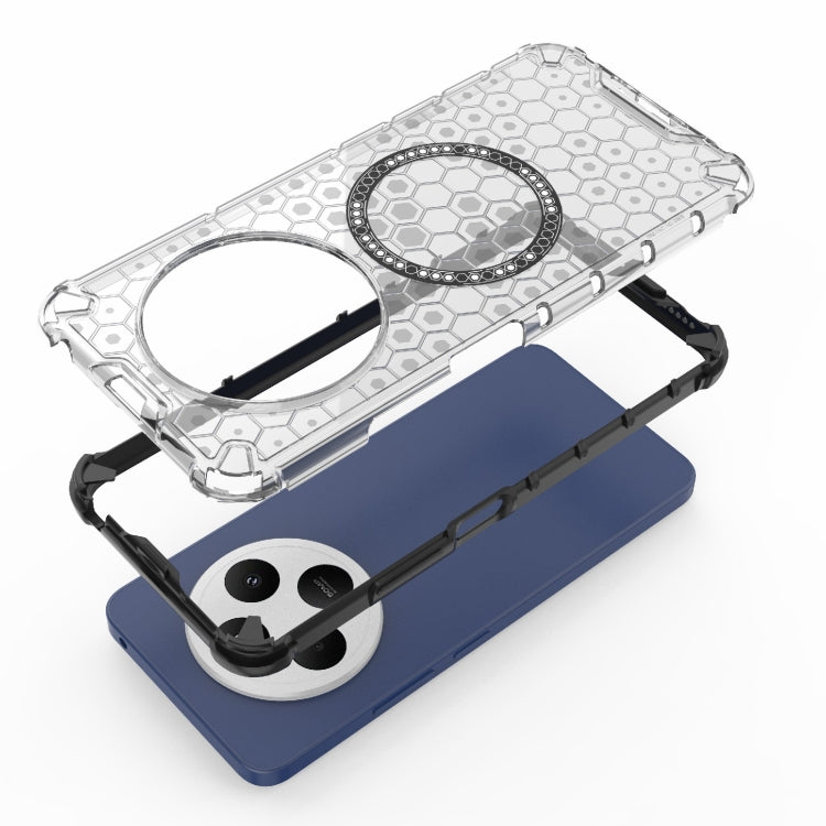 For Redmi 14C 4G Global Honeycomb Magnetic Ring Shockproof Phone Case