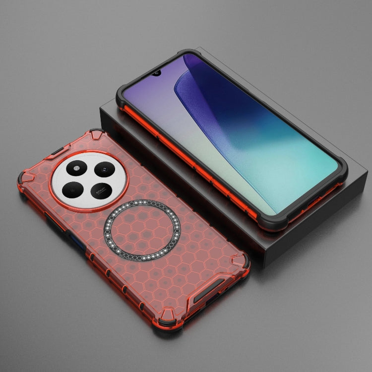 For Redmi 14C 4G Global Honeycomb Magnetic Ring Shockproof Phone Case
