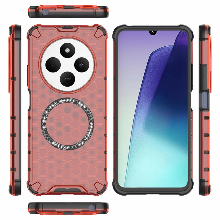 For Redmi 14C 4G Global Honeycomb Magnetic Ring Shockproof Phone Case