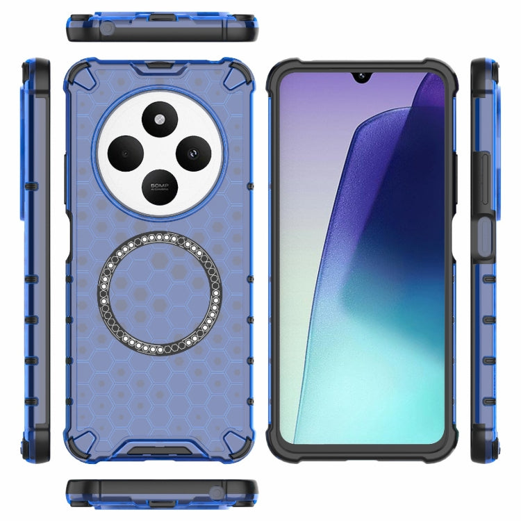 For Redmi 14C 4G Global Honeycomb Magnetic Ring Shockproof Phone Case