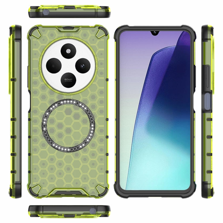 For Redmi 14C 4G Global Honeycomb Magnetic Ring Shockproof Phone Case