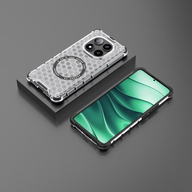 For Redmi Note 14 Pro 5G Honeycomb Magnetic Ring Shockproof Phone Case