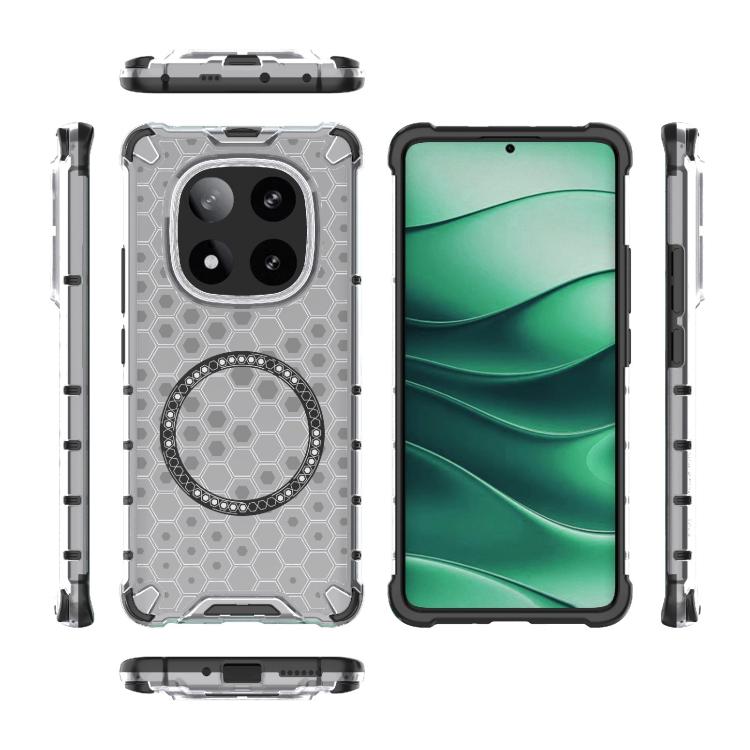For Redmi Note 14 Pro 5G Honeycomb Magnetic Ring Shockproof Phone Case