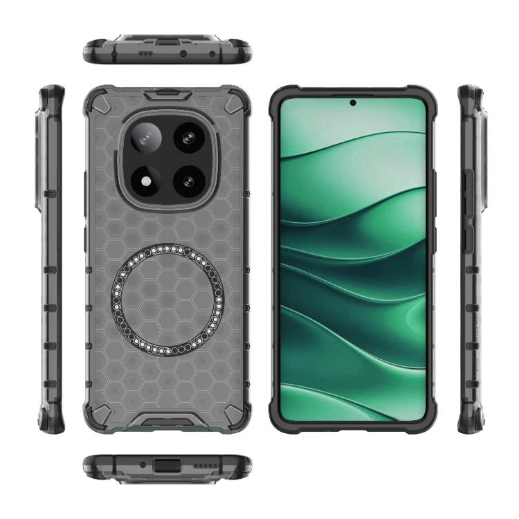 For Redmi Note 14 Pro 5G Honeycomb Magnetic Ring Shockproof Phone Case
