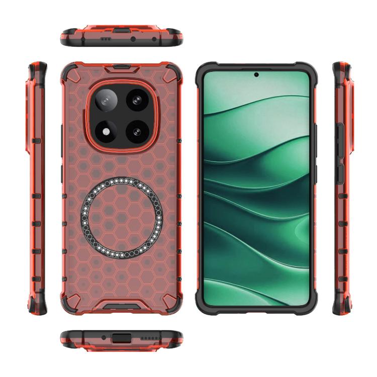 For Redmi Note 14 Pro 5G Honeycomb Magnetic Ring Shockproof Phone Case