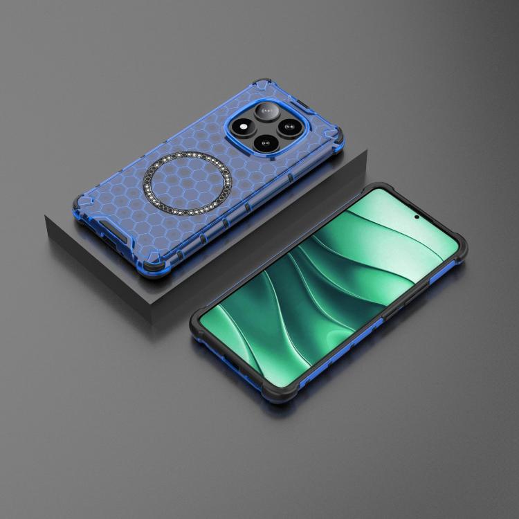 For Redmi Note 14 Pro 5G Honeycomb Magnetic Ring Shockproof Phone Case