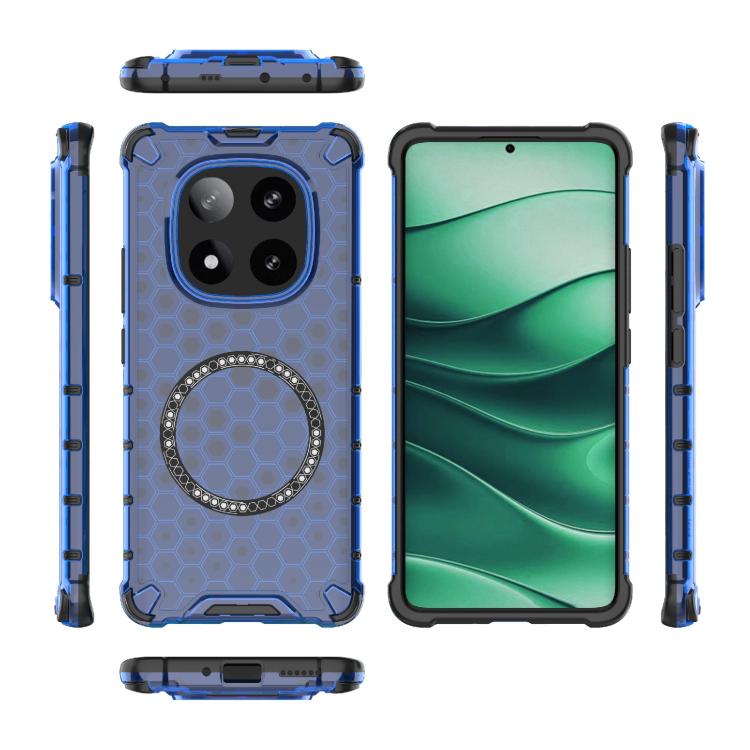 For Redmi Note 14 Pro 5G Honeycomb Magnetic Ring Shockproof Phone Case
