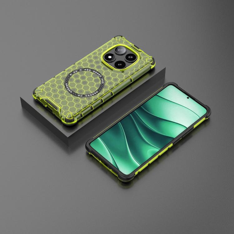 For Redmi Note 14 Pro 5G Honeycomb Magnetic Ring Shockproof Phone Case