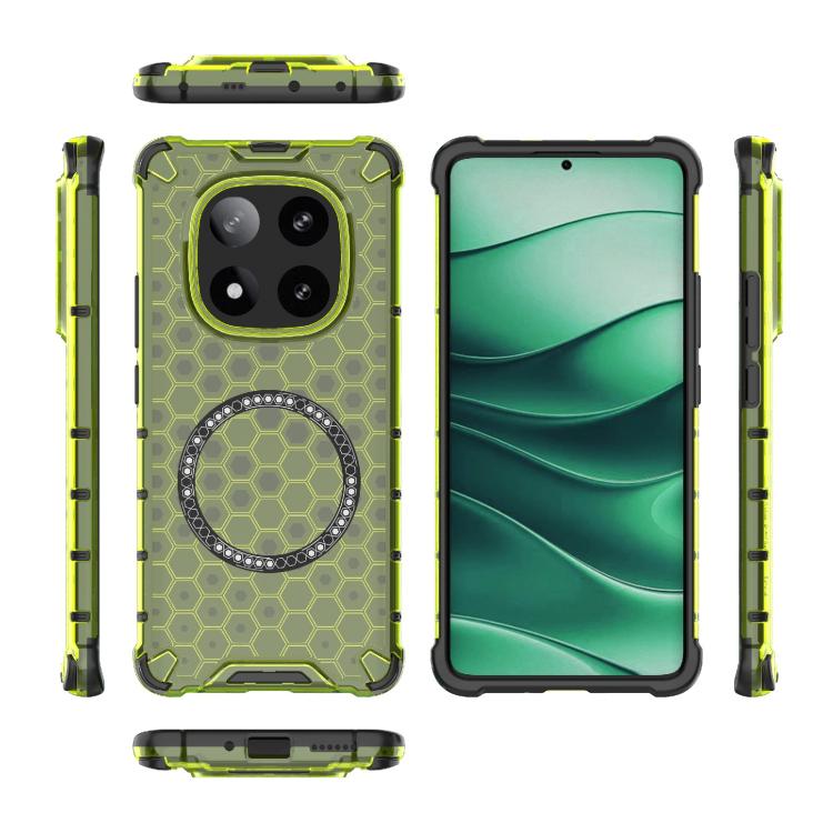 For Redmi Note 14 Pro 5G Honeycomb Magnetic Ring Shockproof Phone Case