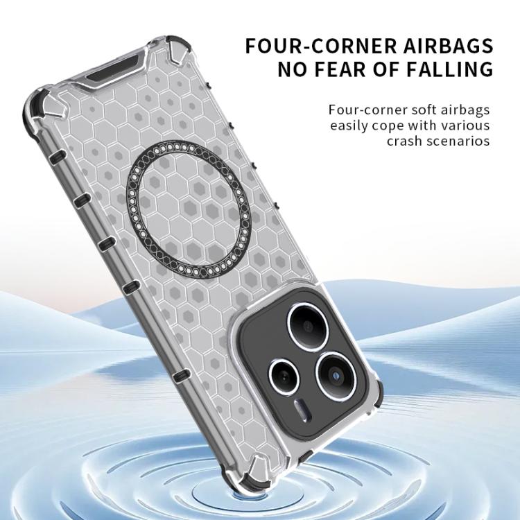 For Redmi Note 14 5G Honeycomb Magnetic Ring Shockproof Phone Case