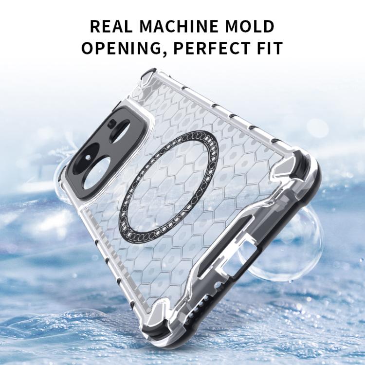 For Redmi Note 14 5G Honeycomb Magnetic Ring Shockproof Phone Case