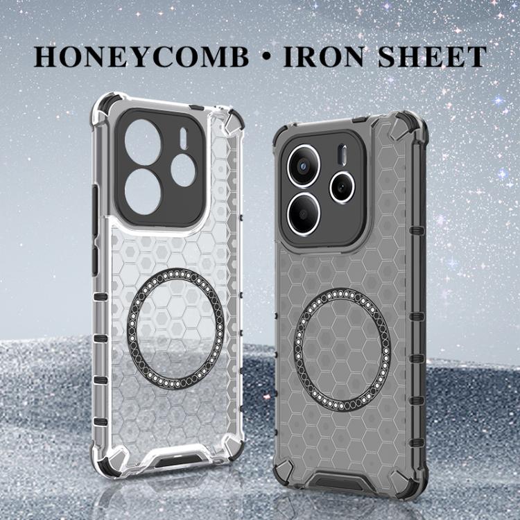 For Redmi Note 14 5G Honeycomb Magnetic Ring Shockproof Phone Case