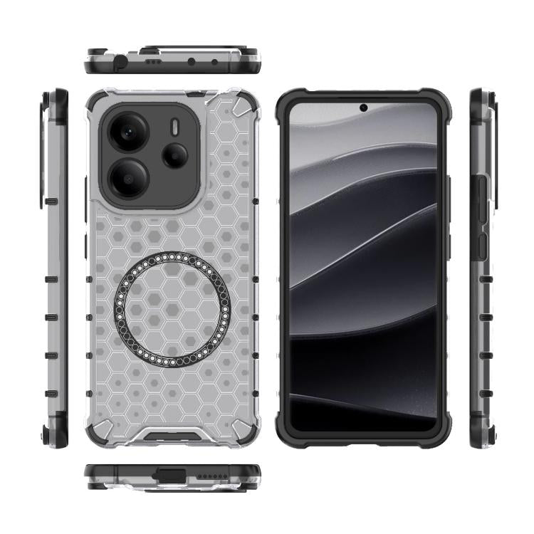 For Redmi Note 14 4G 163.25mm Global Honeycomb Magnetic Ring Shockproof Phone Case