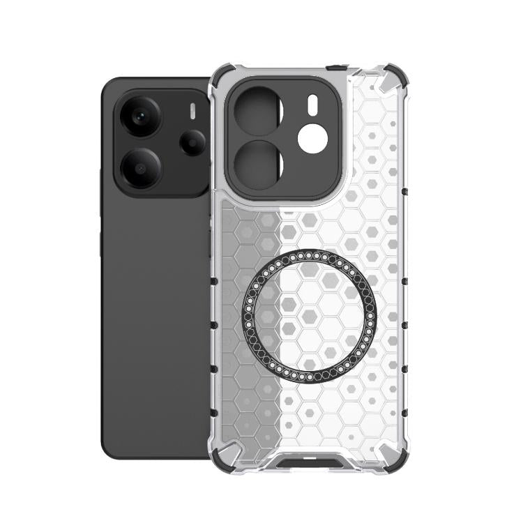For Redmi Note 14 4G 163.25mm Global Honeycomb Magnetic Ring Shockproof Phone Case