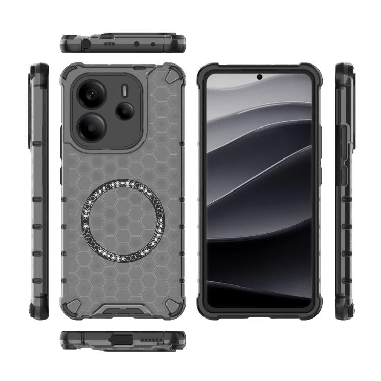 For Redmi Note 14 4G 163.25mm Global Honeycomb Magnetic Ring Shockproof Phone Case