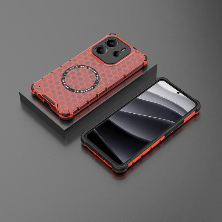 For Redmi Note 14 4G 163.25mm Global Honeycomb Magnetic Ring Shockproof Phone Case
