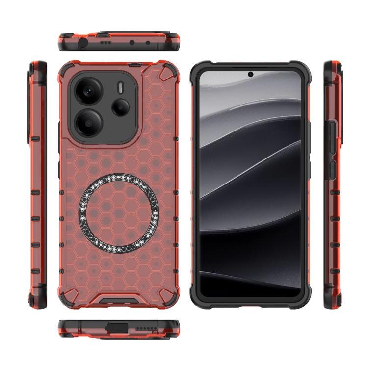For Redmi Note 14 4G 163.25mm Global Honeycomb Magnetic Ring Shockproof Phone Case