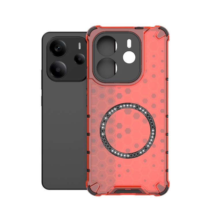 For Redmi Note 14 4G 163.25mm Global Honeycomb Magnetic Ring Shockproof Phone Case