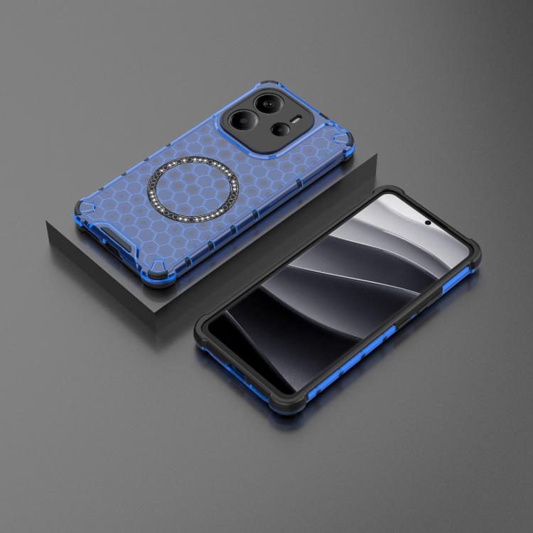 For Redmi Note 14 4G 163.25mm Global Honeycomb Magnetic Ring Shockproof Phone Case