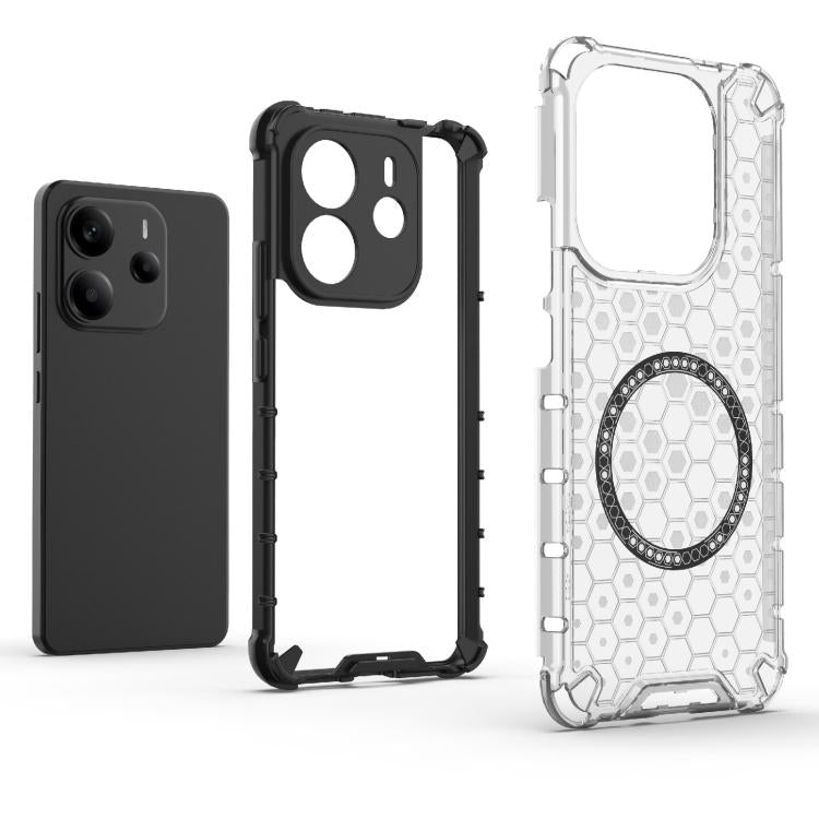 For Redmi Note 14 4G 163.25mm Global Honeycomb Magnetic Ring Shockproof Phone Case
