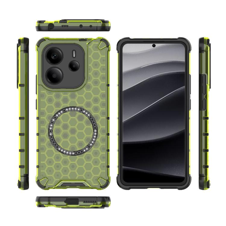 For Redmi Note 14 4G 163.25mm Global Honeycomb Magnetic Ring Shockproof Phone Case