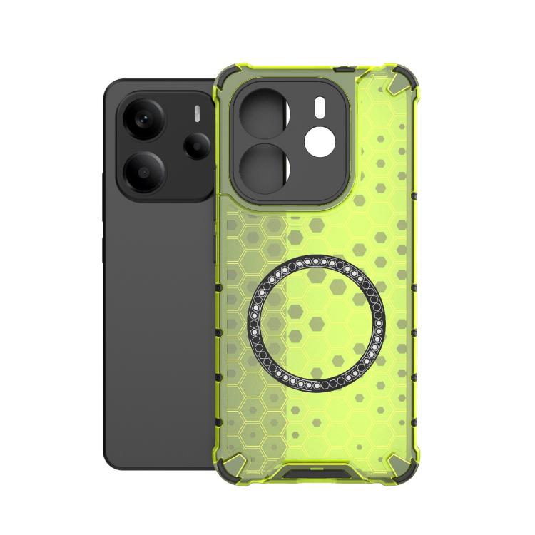 For Redmi Note 14 4G 163.25mm Global Honeycomb Magnetic Ring Shockproof Phone Case