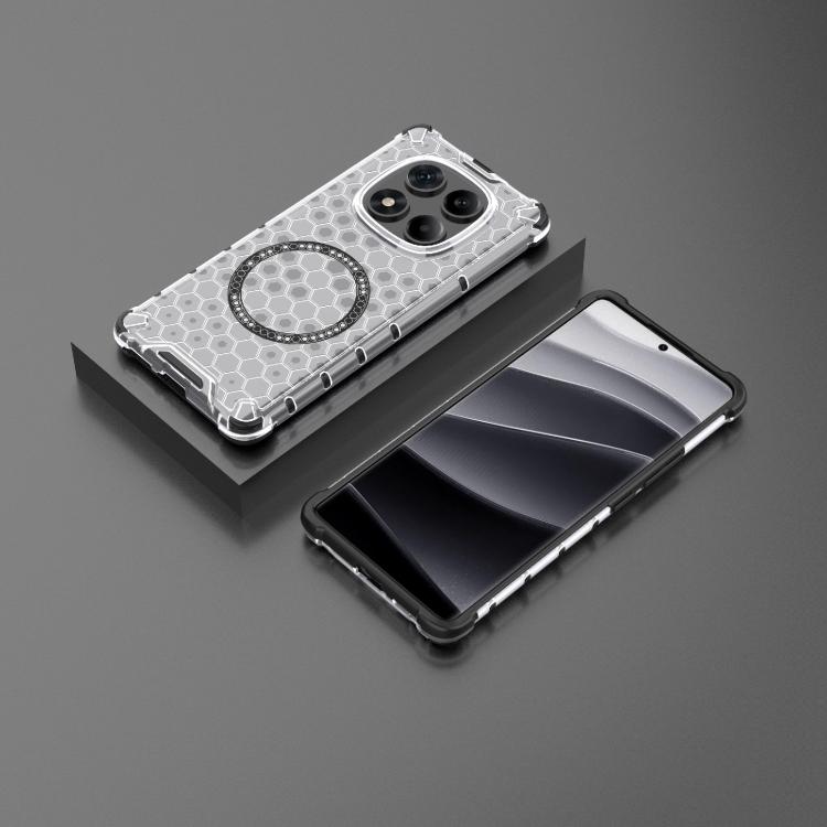 For Redmi Note 14 Pro 4G Global Honeycomb Magnetic Ring Shockproof Phone Case