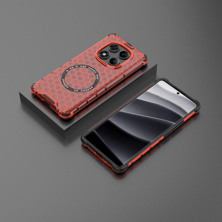 For Redmi Note 14 Pro 4G Global Honeycomb Magnetic Ring Shockproof Phone Case