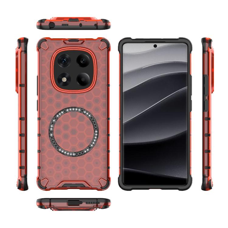 For Redmi Note 14 Pro 4G Global Honeycomb Magnetic Ring Shockproof Phone Case
