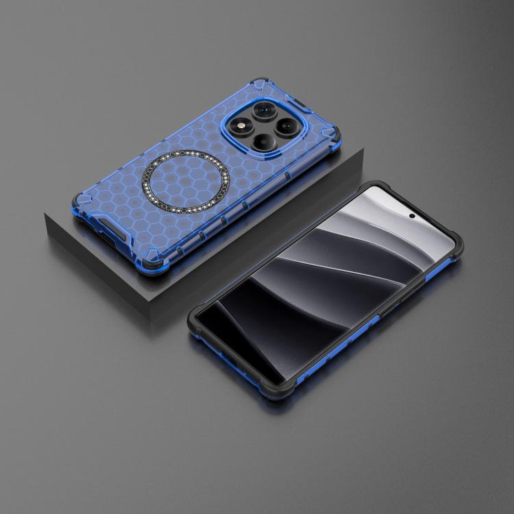 For Redmi Note 14 Pro 4G Global Honeycomb Magnetic Ring Shockproof Phone Case