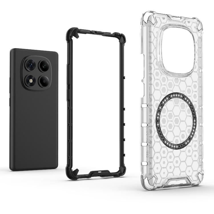 For Redmi Note 14 Pro 4G Global Honeycomb Magnetic Ring Shockproof Phone Case