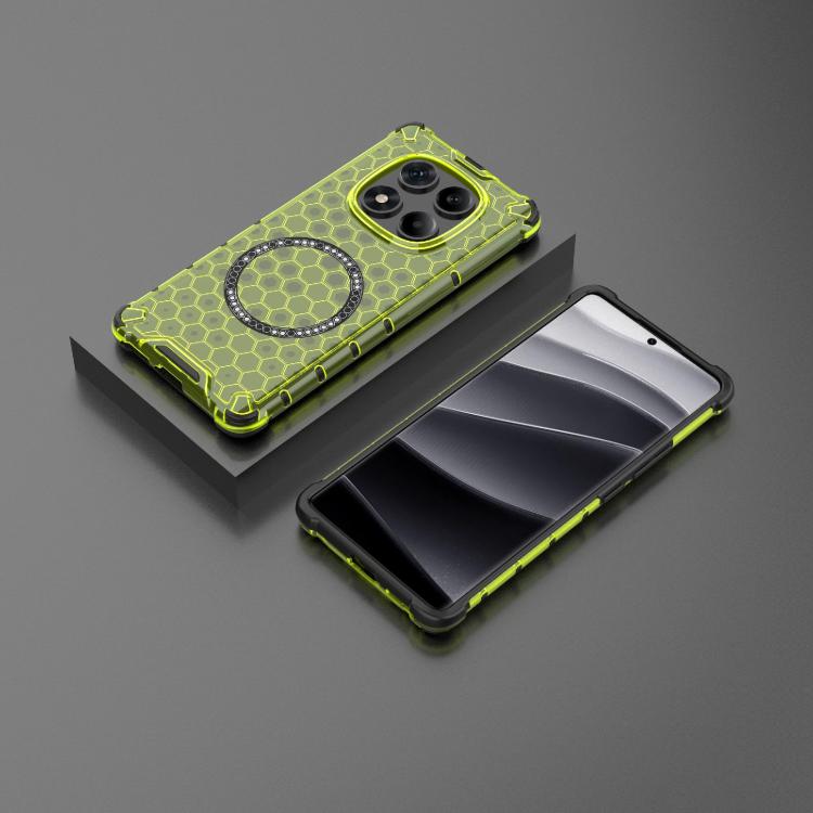 For Redmi Note 14 Pro 4G Global Honeycomb Magnetic Ring Shockproof Phone Case