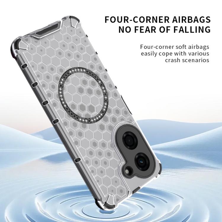 For Redmi A5 4G 171.7mm / Poco C71 Honeycomb Magnetic Ring Shockproof Phone Case