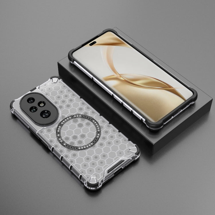 For Honor 200 Pro Honeycomb Magnetic Ring Shockproof Phone Case