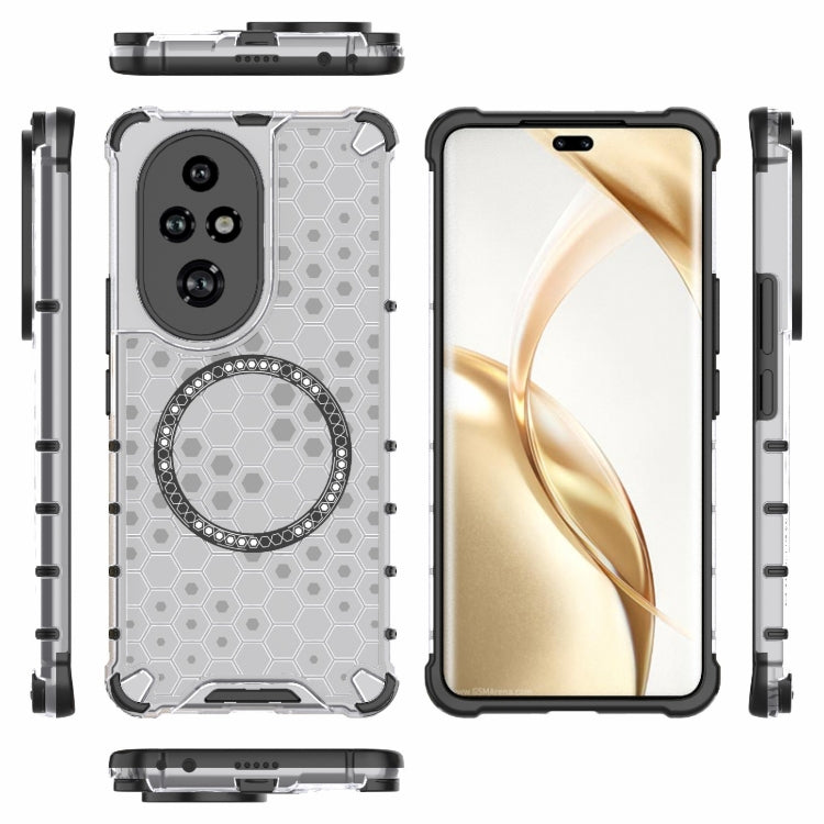 For Honor 200 Pro Honeycomb Magnetic Ring Shockproof Phone Case