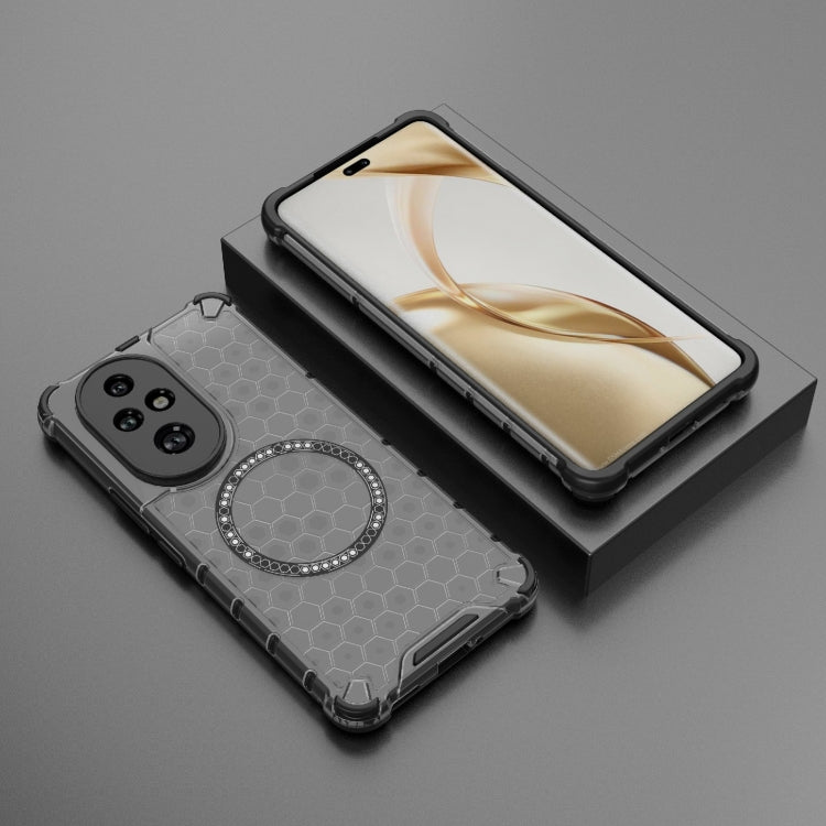 For Honor 200 Pro Honeycomb Magnetic Ring Shockproof Phone Case