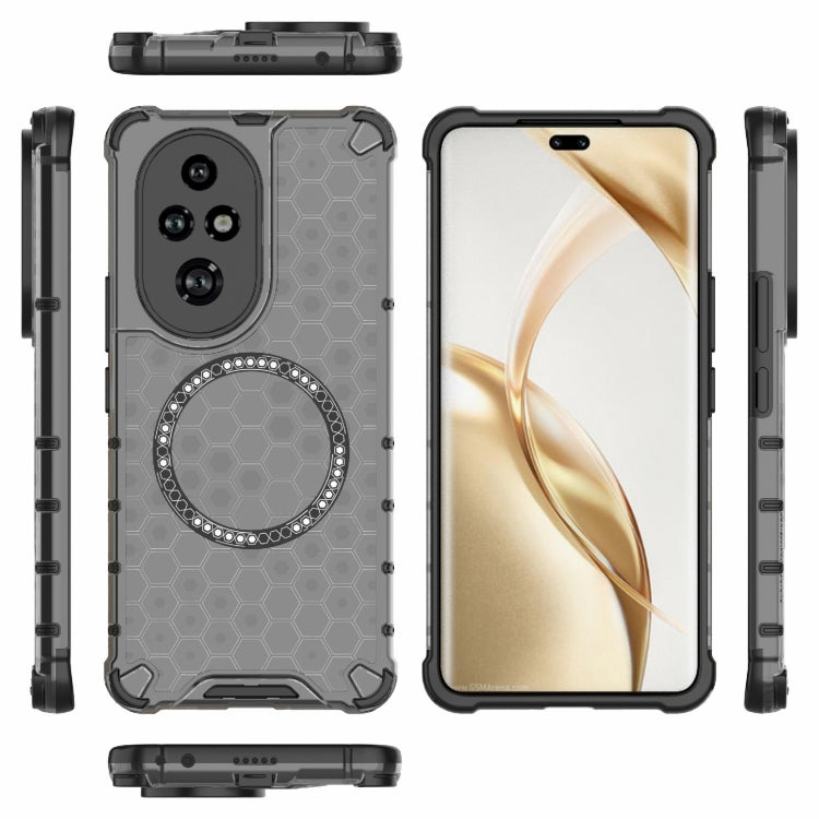 For Honor 200 Pro Honeycomb Magnetic Ring Shockproof Phone Case