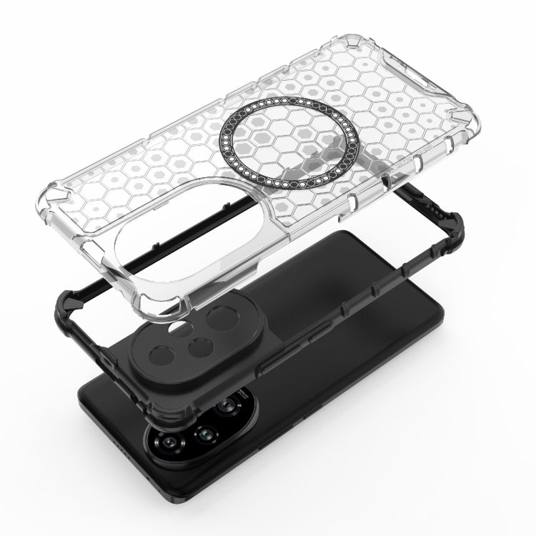 For Honor 200 Pro Honeycomb Magnetic Ring Shockproof Phone Case