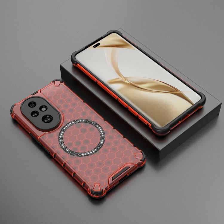 For Honor 200 Pro Honeycomb Magnetic Ring Shockproof Phone Case