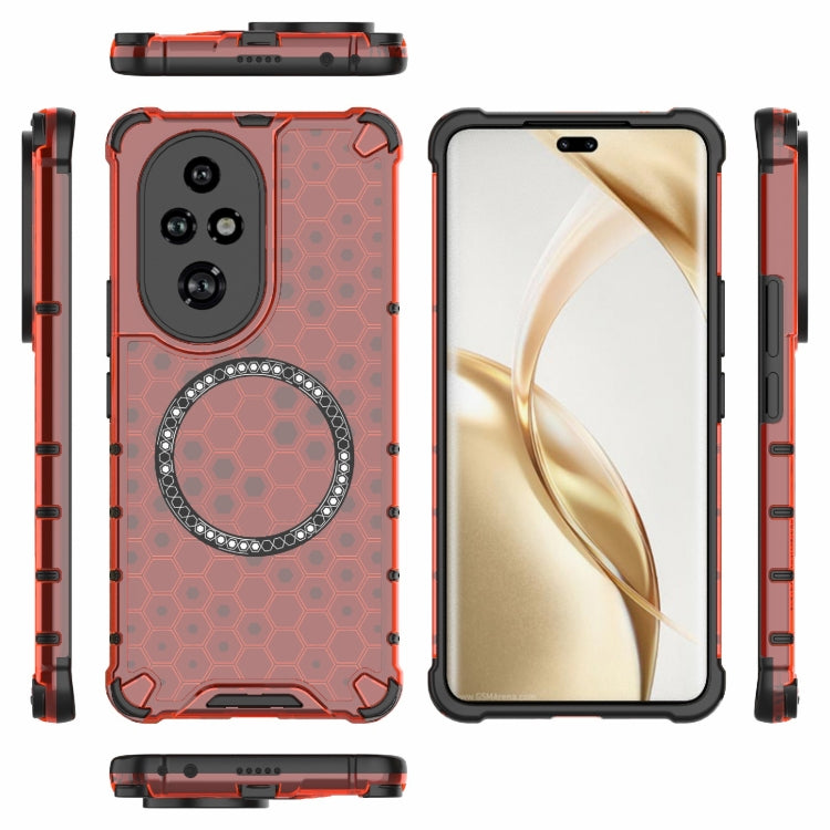 For Honor 200 Pro Honeycomb Magnetic Ring Shockproof Phone Case