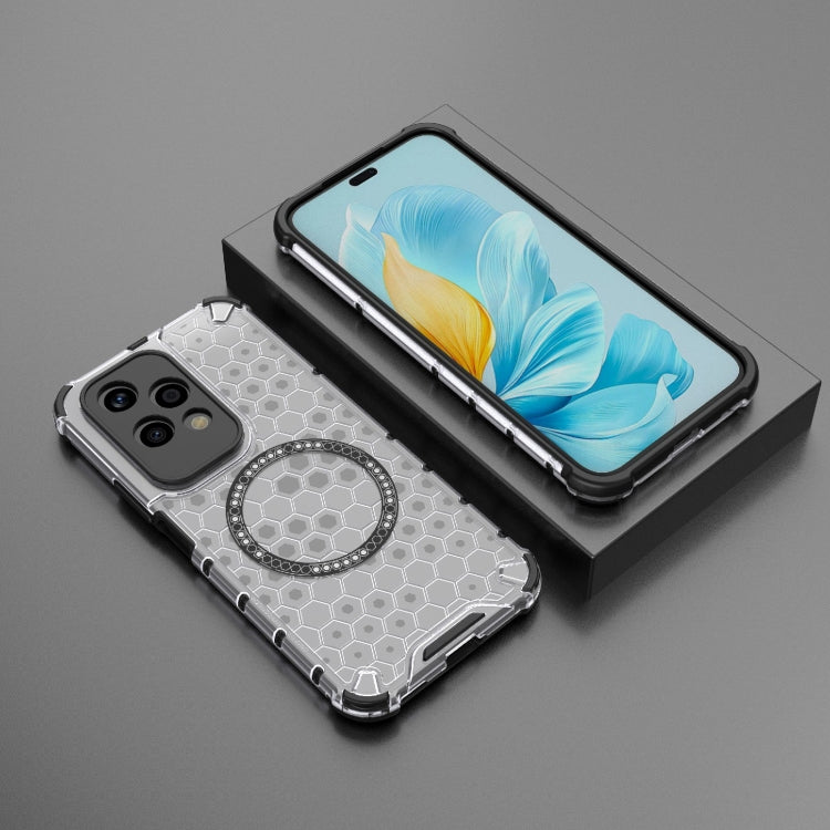 For Honor 200 Lite Global Honeycomb Magnetic Ring Shockproof Phone Case