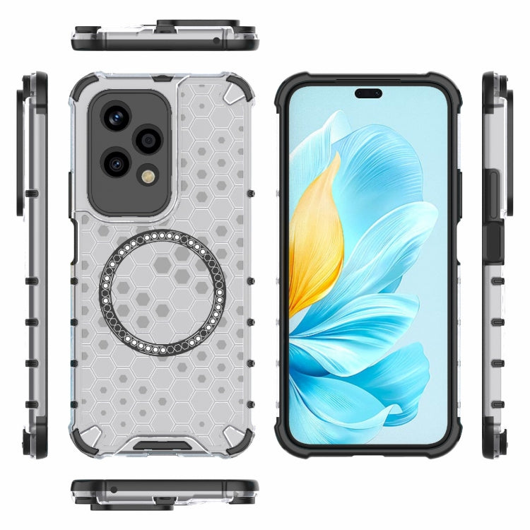 For Honor 200 Lite Global Honeycomb Magnetic Ring Shockproof Phone Case