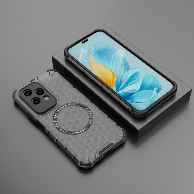 For Honor 200 Lite Global Honeycomb Magnetic Ring Shockproof Phone Case